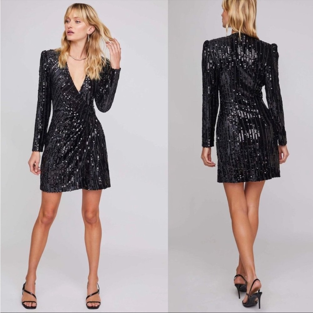 ⭐️ ASTR the label Paris Velvet Sequin Wrap Mini Dress